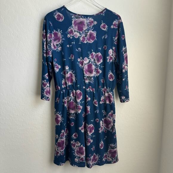 Charming Charlie Knit Floral Dress Blue Purple Wrap - Picture 9 of 9